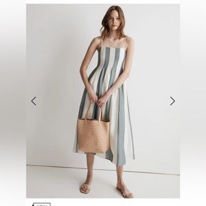 NWT - Madewell Pleated Midi Dress - Striped - 2